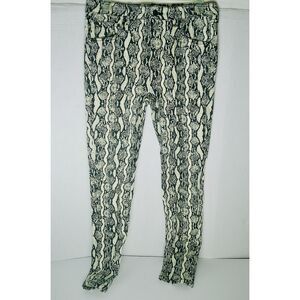 WILD FABLE CREAM & BLACK STRAIGHT LEG 5 POCKET SNAKE PRINT PANTS. WOMEN 10